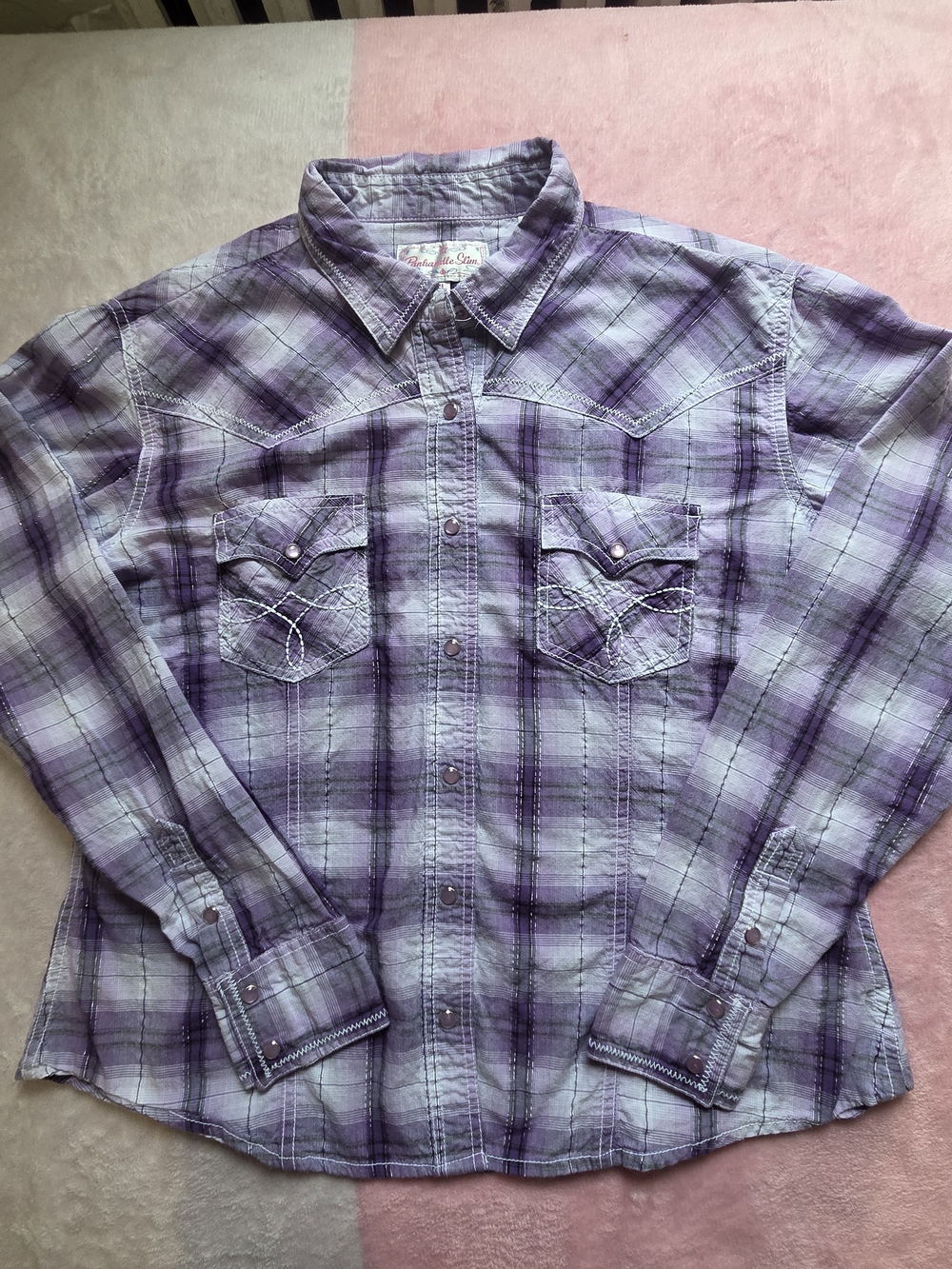 Panhandle Slim Lavender Purple Plaid Button-Down Shirt